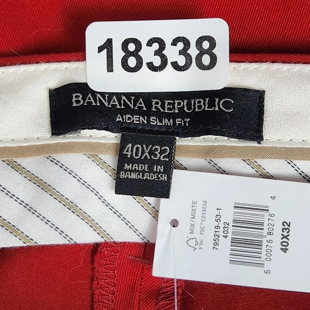 Banana Republic Pants Mens 40x32 Red Aiden Slim Fit Rapid Movement Chino NEW